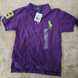 Polo by Ralph Lauren Kids Polo Shirt in Purple and Neon Green